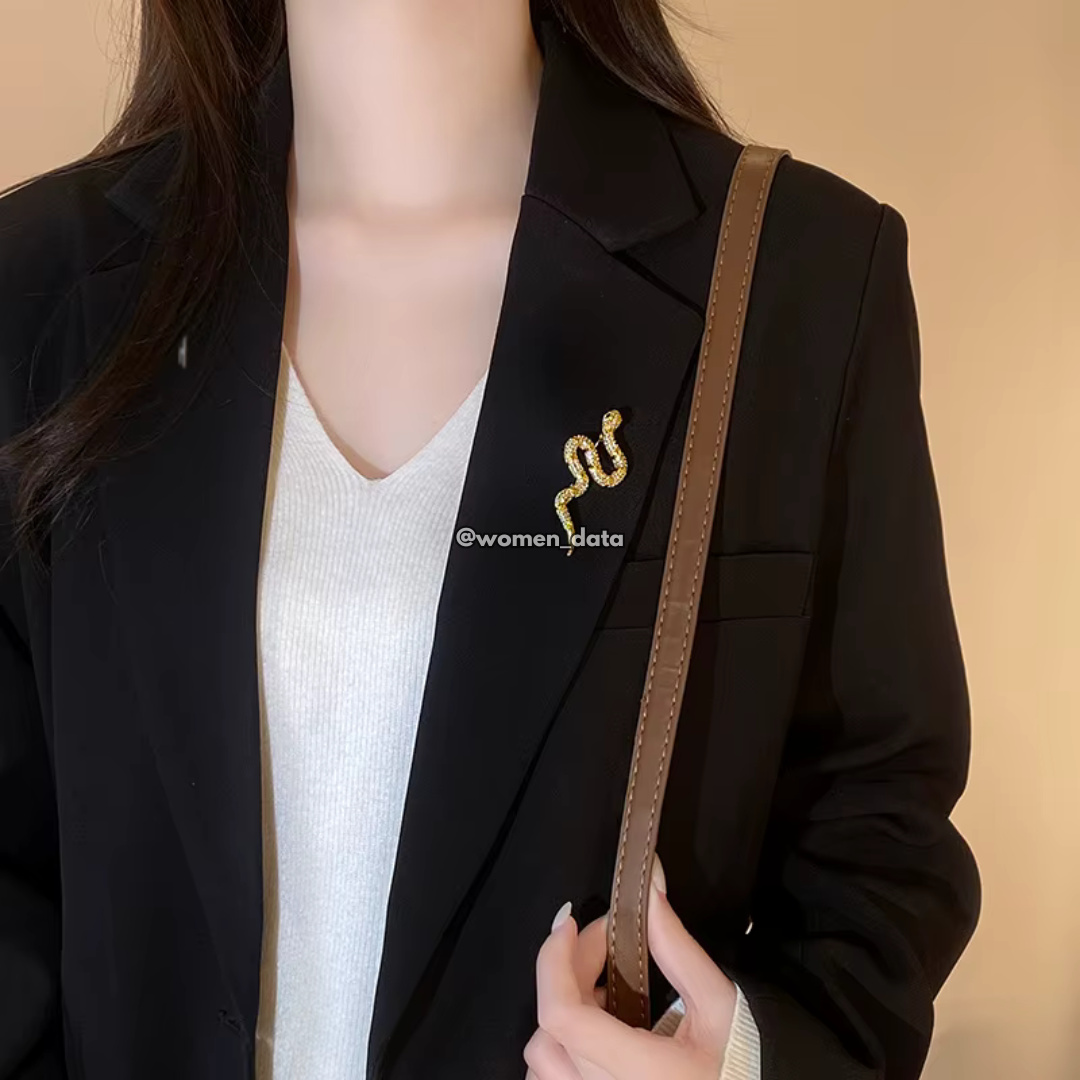 Luxury Crystal Snake Shaped Brooch Pin for Women