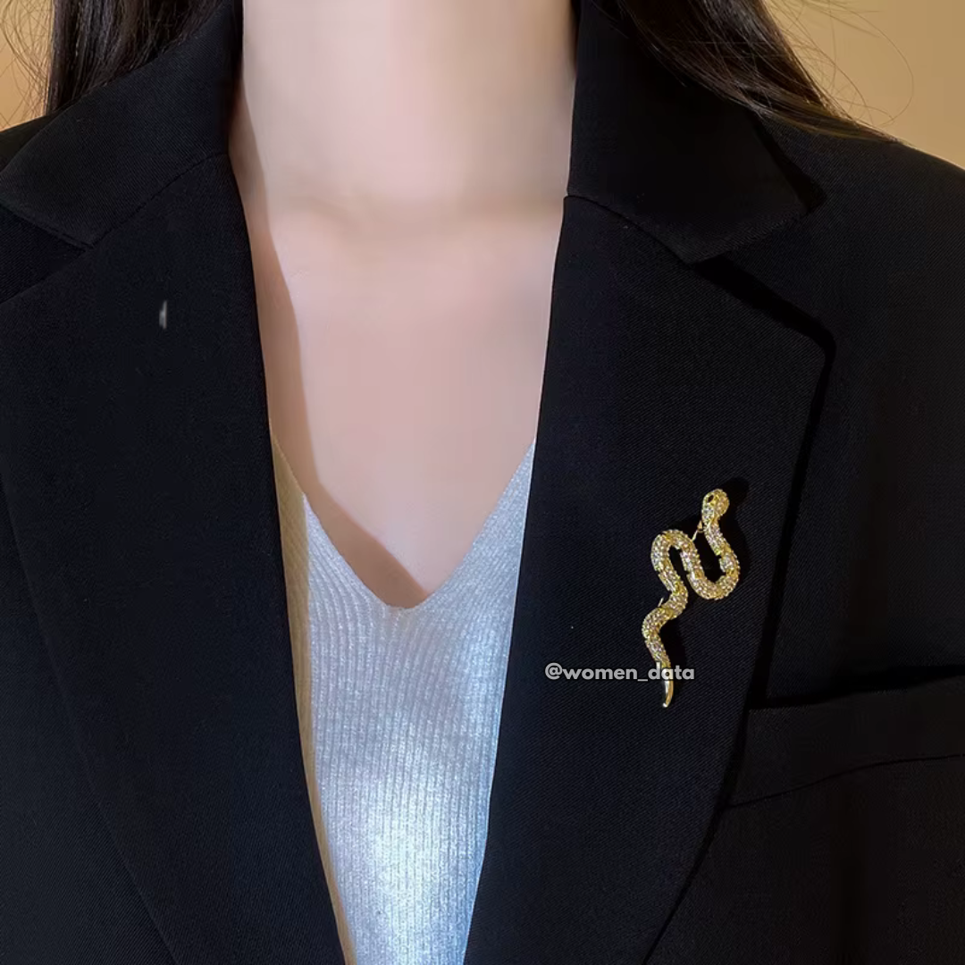 Luxury Crystal Snake Shaped Brooch Pin for Women