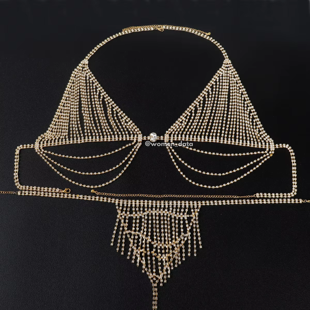Luxury Rhinestone Two-Piece Body Chain Set 