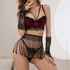 Wine Seductress 3-Piece Lace Fringe Lingerie