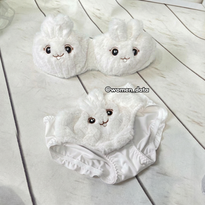 Women’s Winter Bunny Fur Bra Set 
