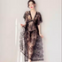New Arrival See Through Short Sleeve Sleepwear Black Free Size Nylon 