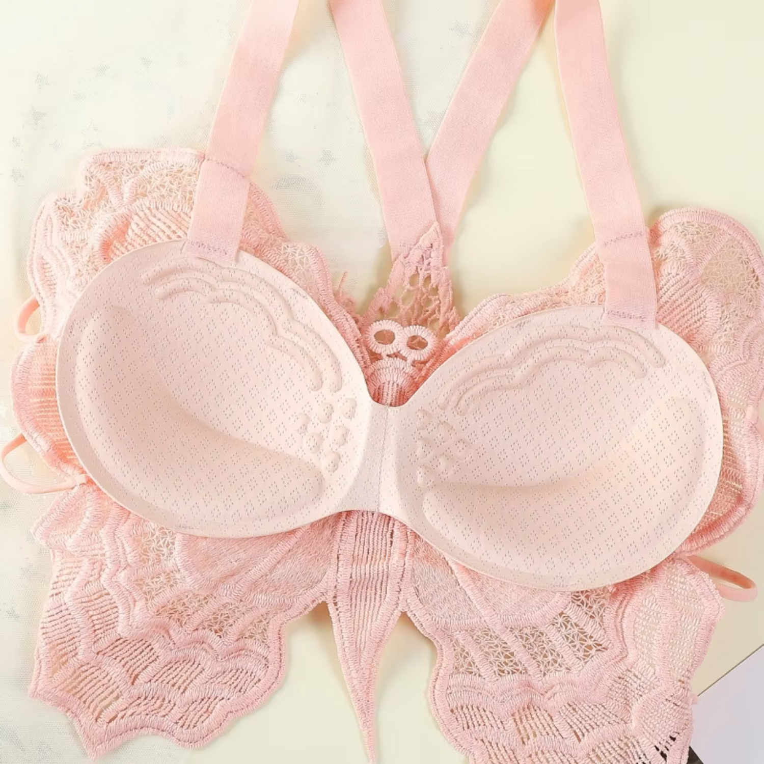 Lace Back with Cross Shoulder Straps Fancy Bralette 