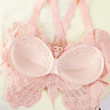 Lace Back with Cross Shoulder Straps Fancy Bralette 