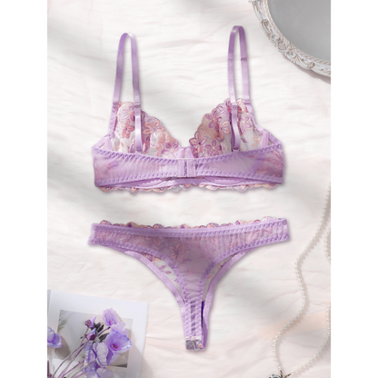 Floral Lace Underwire Bra &amp; Thong Set