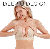 Push Up U Plunge Bra Strapless Bra Invisible-Sticky-Reusable 