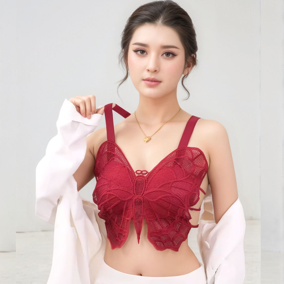 Lace Back with Cross Shoulder Straps Fancy Bralette Bra(Free Size) | WOMEN DATA