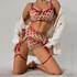 Red Heart Embroidered Lingerie Set