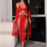 Red Fringe Belly Dance Lingerie Set 