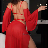 Red Fringe Belly Dance Lingerie Set 