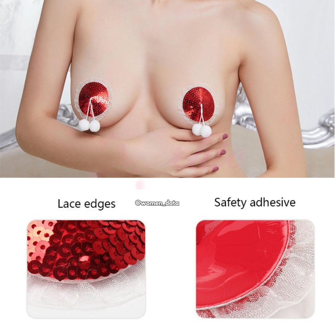 Red Sequin Cherry Nipple Covers