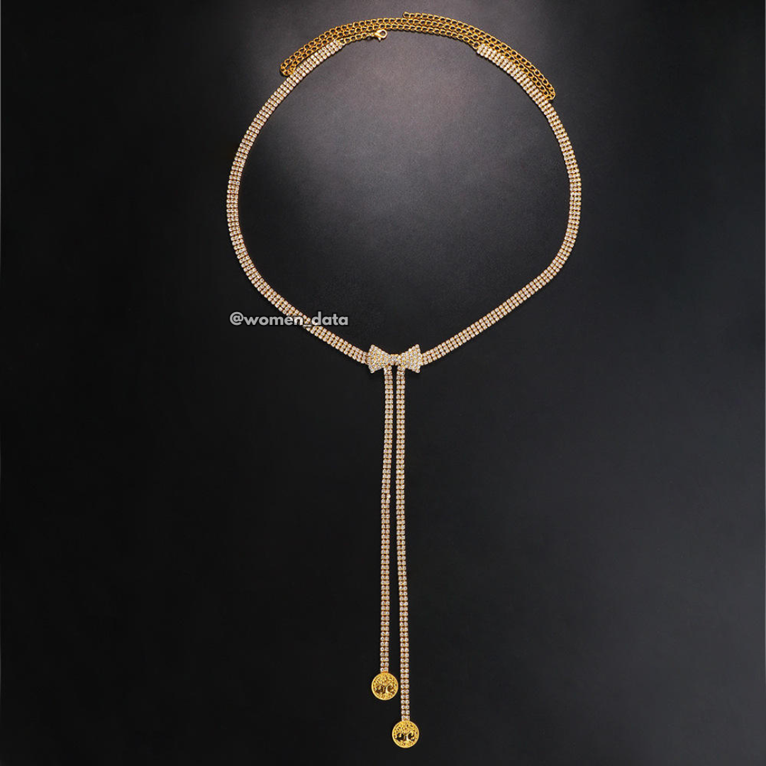 Rhinestone Bow Waist Chain 