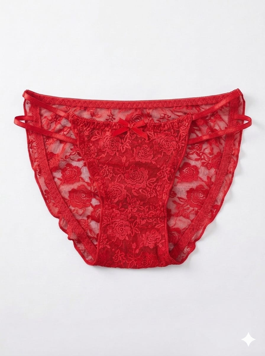 Rose Print Net Fabric Lace Panty 