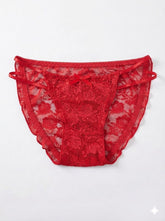 Rose Print Net Fabric Lace Panty 