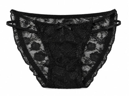 Rose Print Net Fabric Lace Panty 