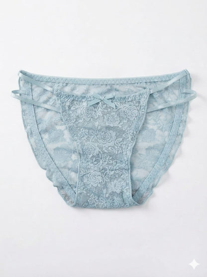 Rose Print Net Fabric Lace Panty 