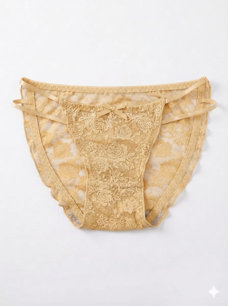 Rose Print Net Fabric Lace Panty 
