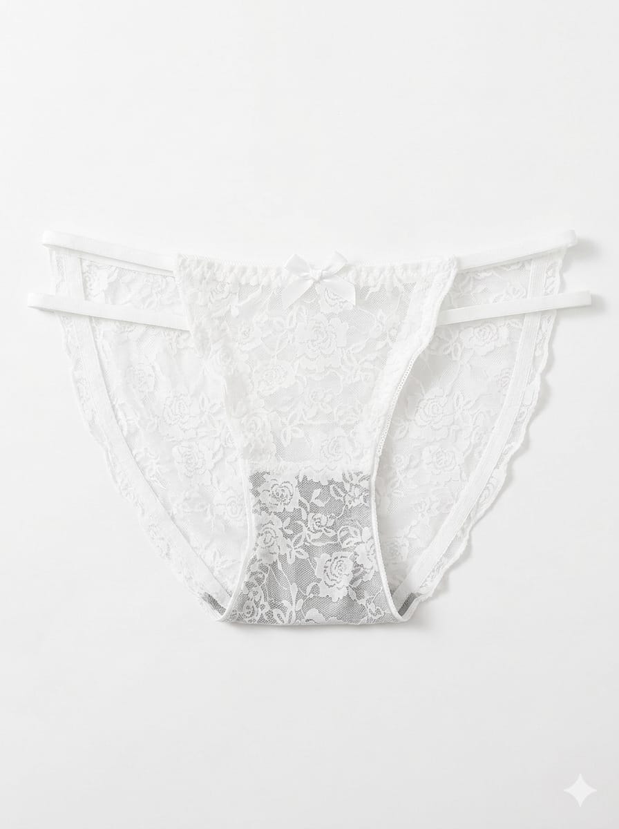 Rose Print Net Fabric Lace Panty 