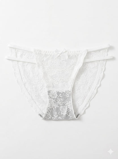 Rose Print Net Fabric Lace Panty 