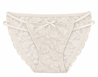 Rose Print Net Fabric Lace Panty 