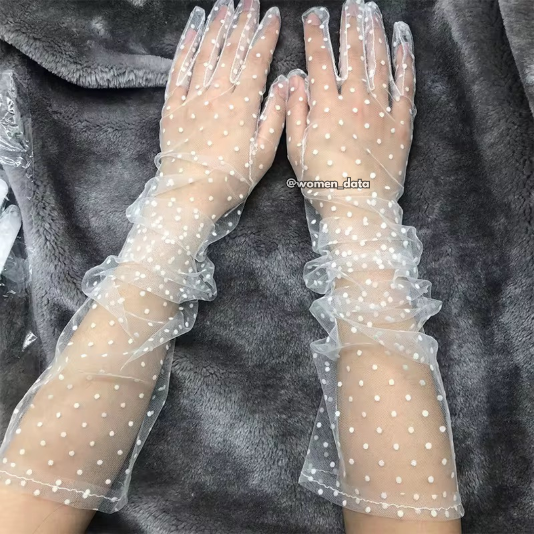 SEXY SHEER LACE DOT NET HAND GLOVES 
