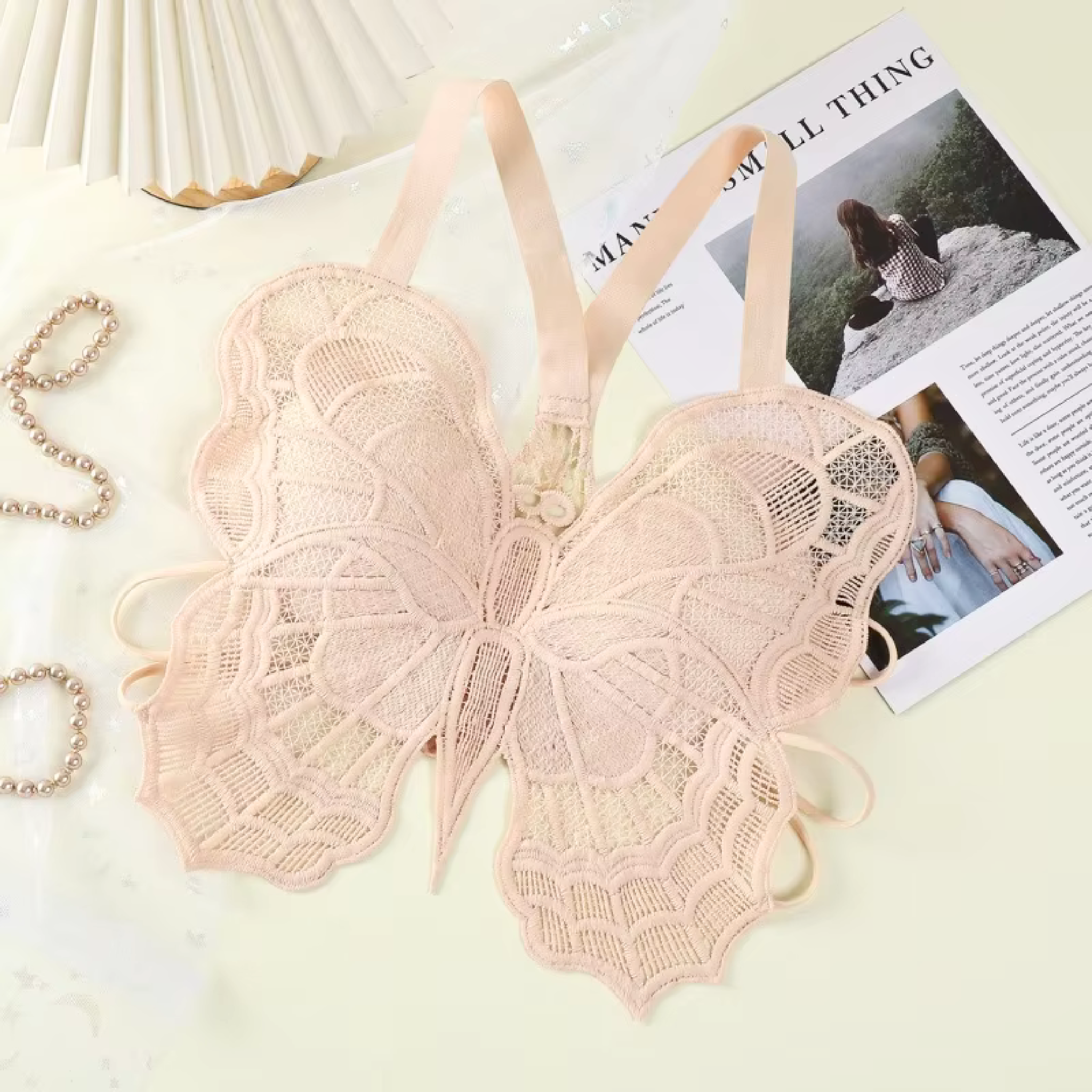 Lace Back with Cross Shoulder Straps Fancy Bralette 