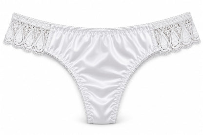 Satin &amp; Paisley Lace Side Thong Panty 
