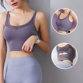 Seamless Lace Shockproof Push-Up Sports Bra 