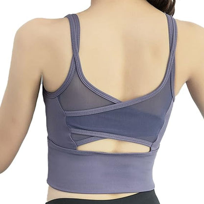 Seamless Lace Shockproof Push-Up Sports Bra 