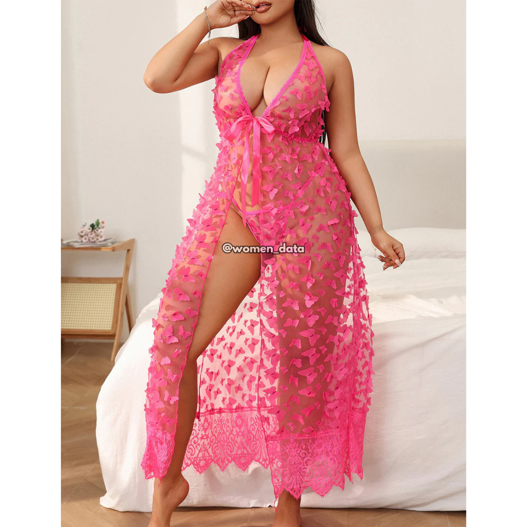 Sheer Floral Mesh Babydoll Lingerie 