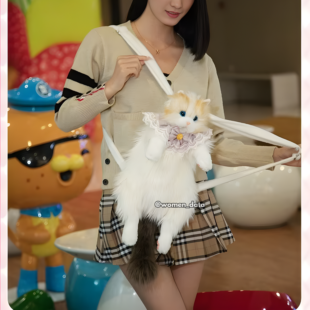 Kawaii Cat Plush Backpack with Accessories 