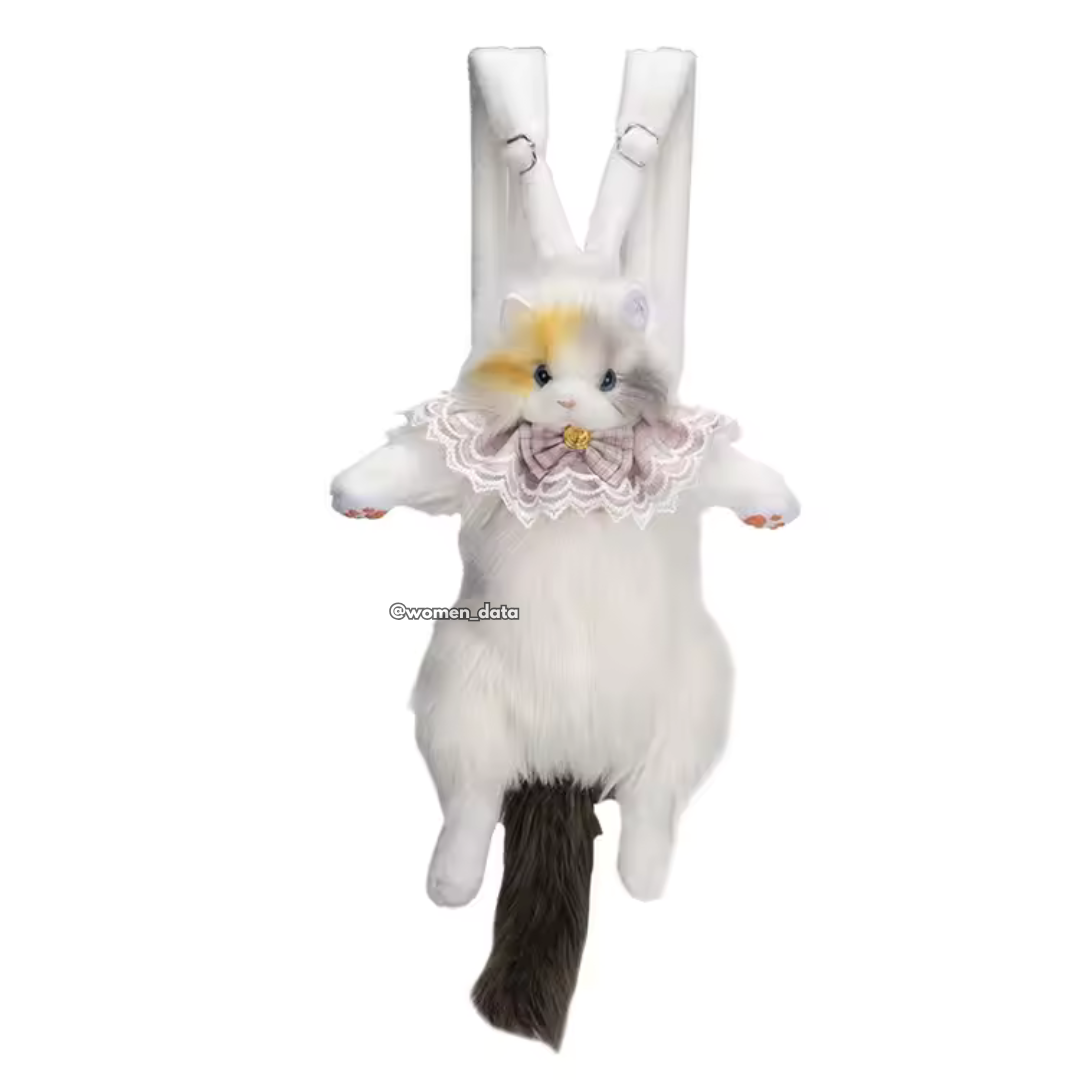 Kawaii Cat Plush Backpack with Accessories 