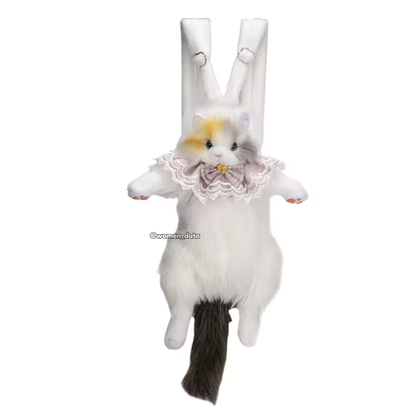 Kawaii Cat Plush Backpack with Accessories 