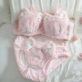 Women’s Winter Furry Meow Bra & Panty Set 