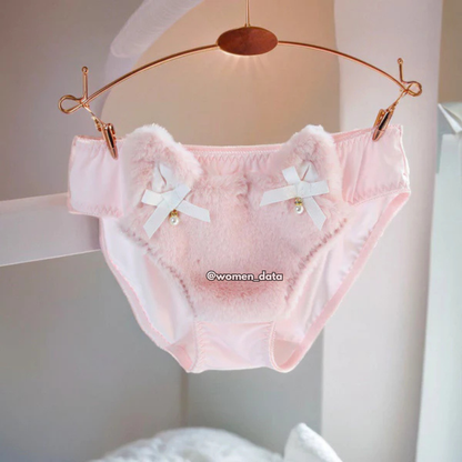 Women’s Winter Furry Meow Bra &amp; Panty Set 