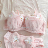Women’s Winter Furry Meow Bra & Panty Set 