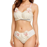 Women’s Winter Furry Meow Bra & Panty Set 