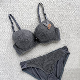 Cozy Textured Push-Up Bra & Panty Set 