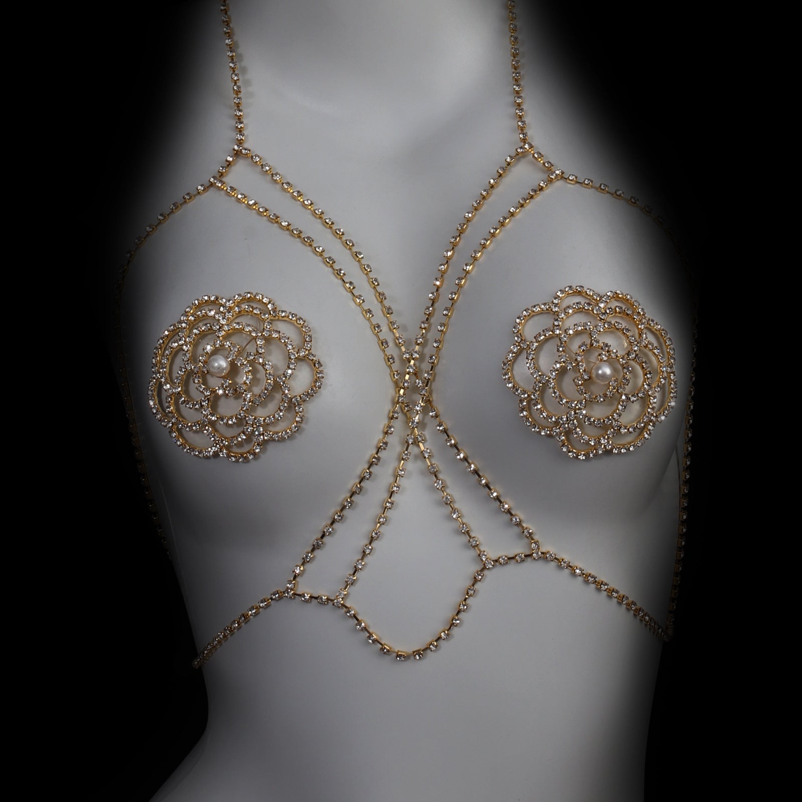 Luxury Gold Floral Body Chain Harness