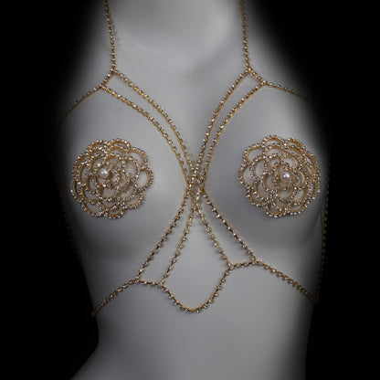 Luxury Gold Floral Body Chain Harness