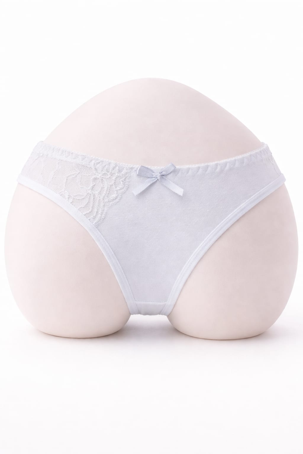Women’s White Soft Cotton Lace Bikini Panty with Bow – Breathable Everyday Comfort Underwear