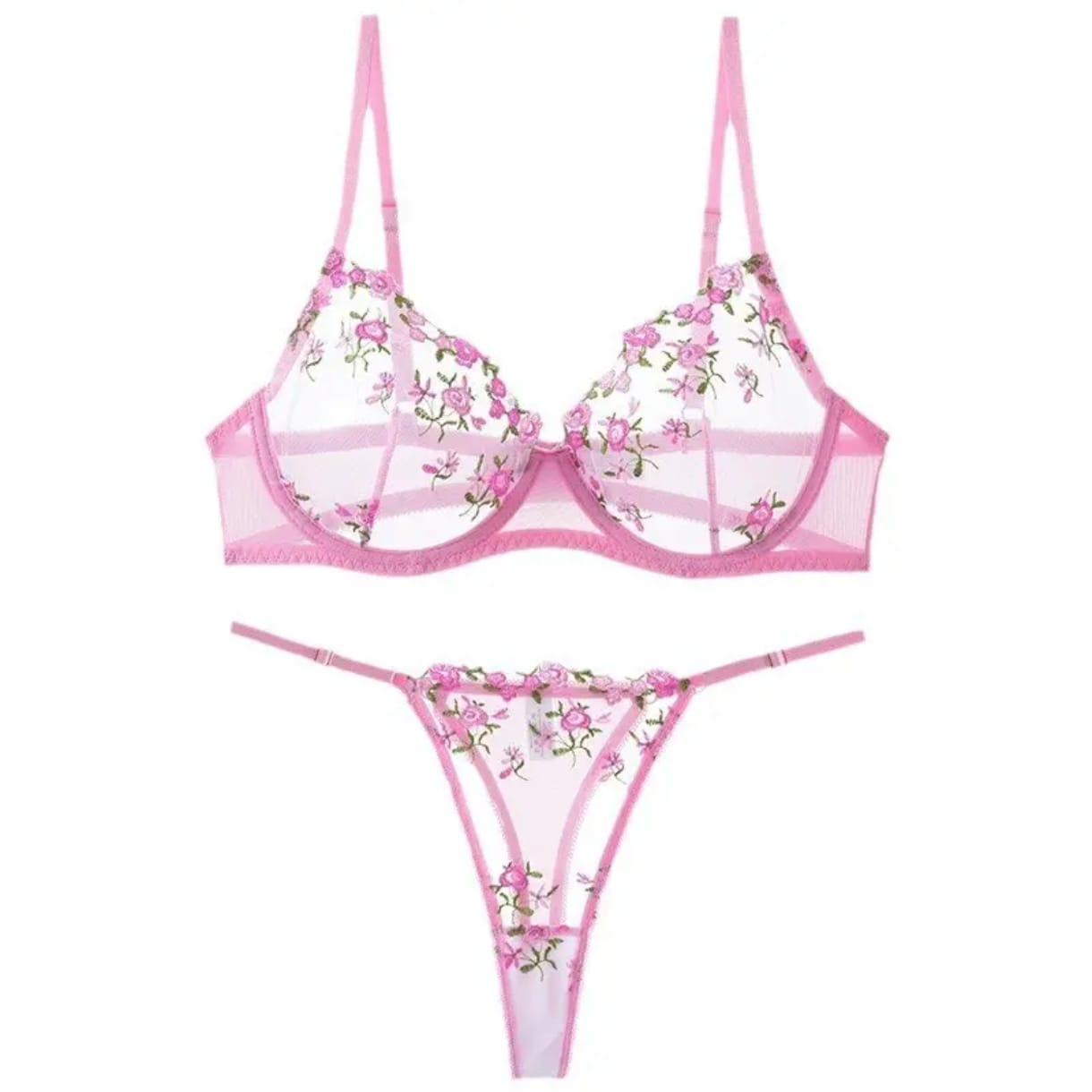 Pink Lace Bra &amp; Thong Set