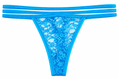 Floral Lace Triple-Strap Thong Panty 