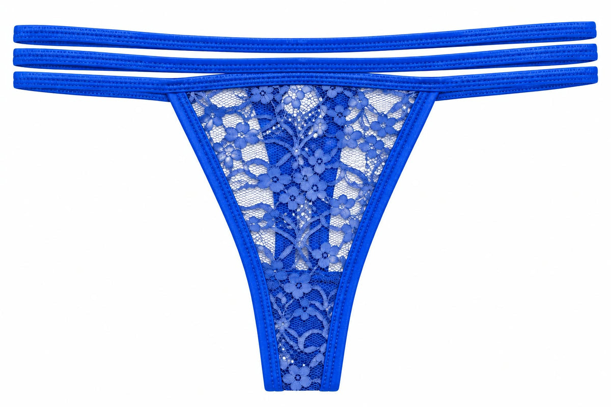 Floral Lace Triple-Strap Thong Panty 