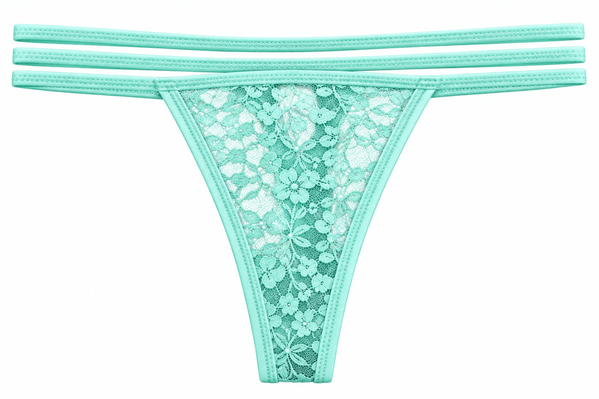 Floral Lace Triple-Strap Thong Panty 