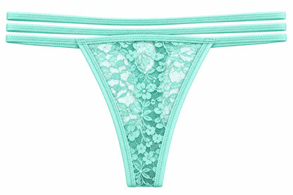 Floral Lace Triple-Strap Thong Panty 