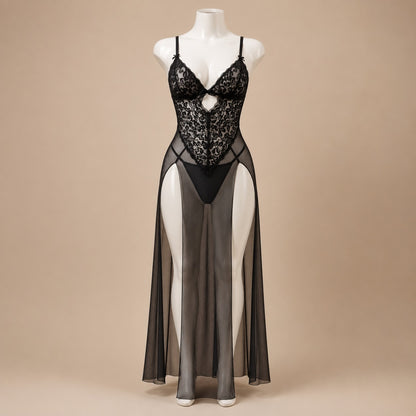 Black Lace Sheer Lingerie Gown