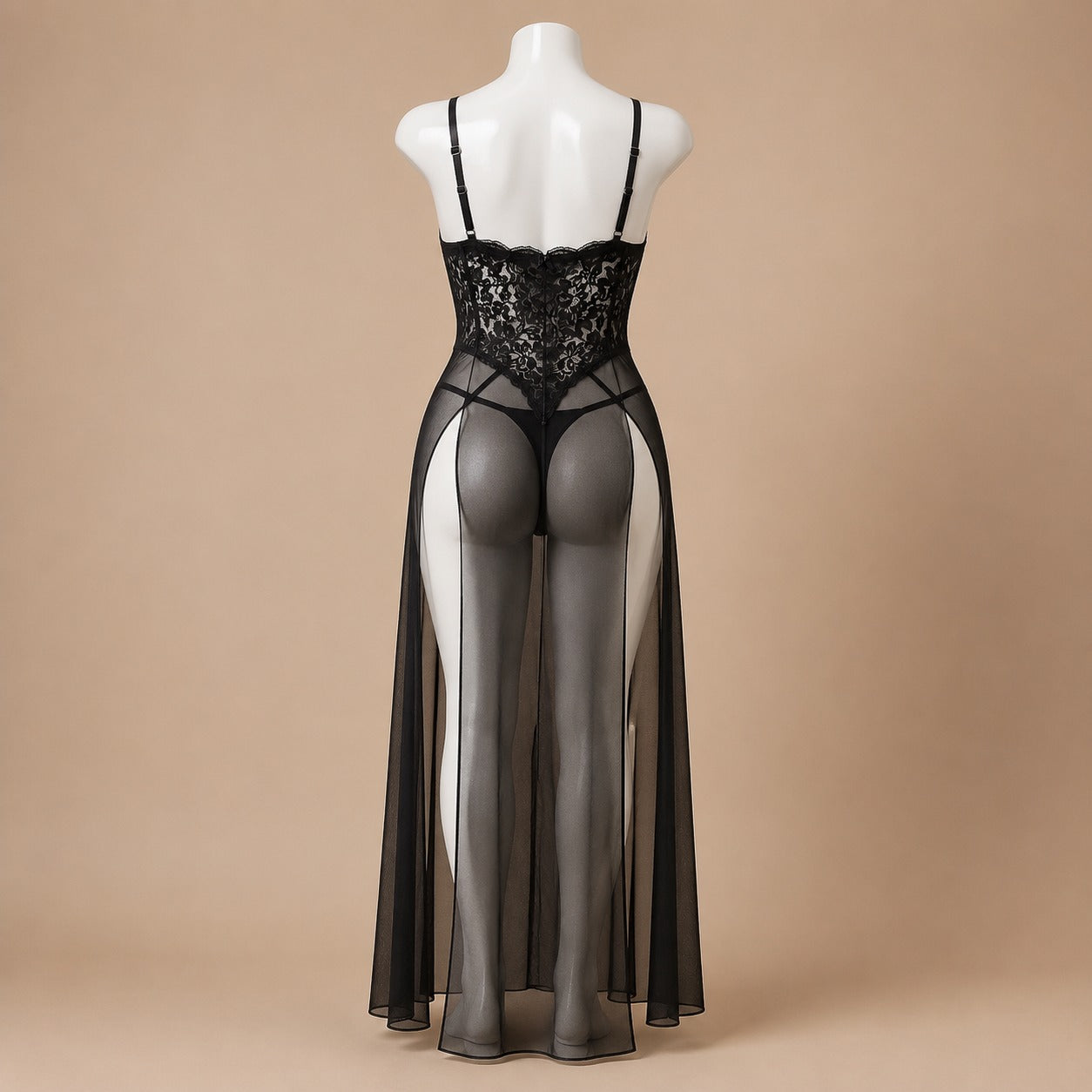 Black Lace Sheer Lingerie Gown