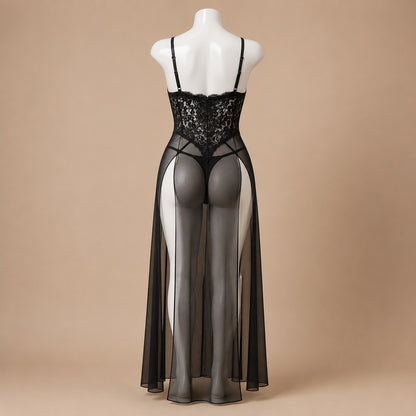 Black Lace Sheer Lingerie Gown