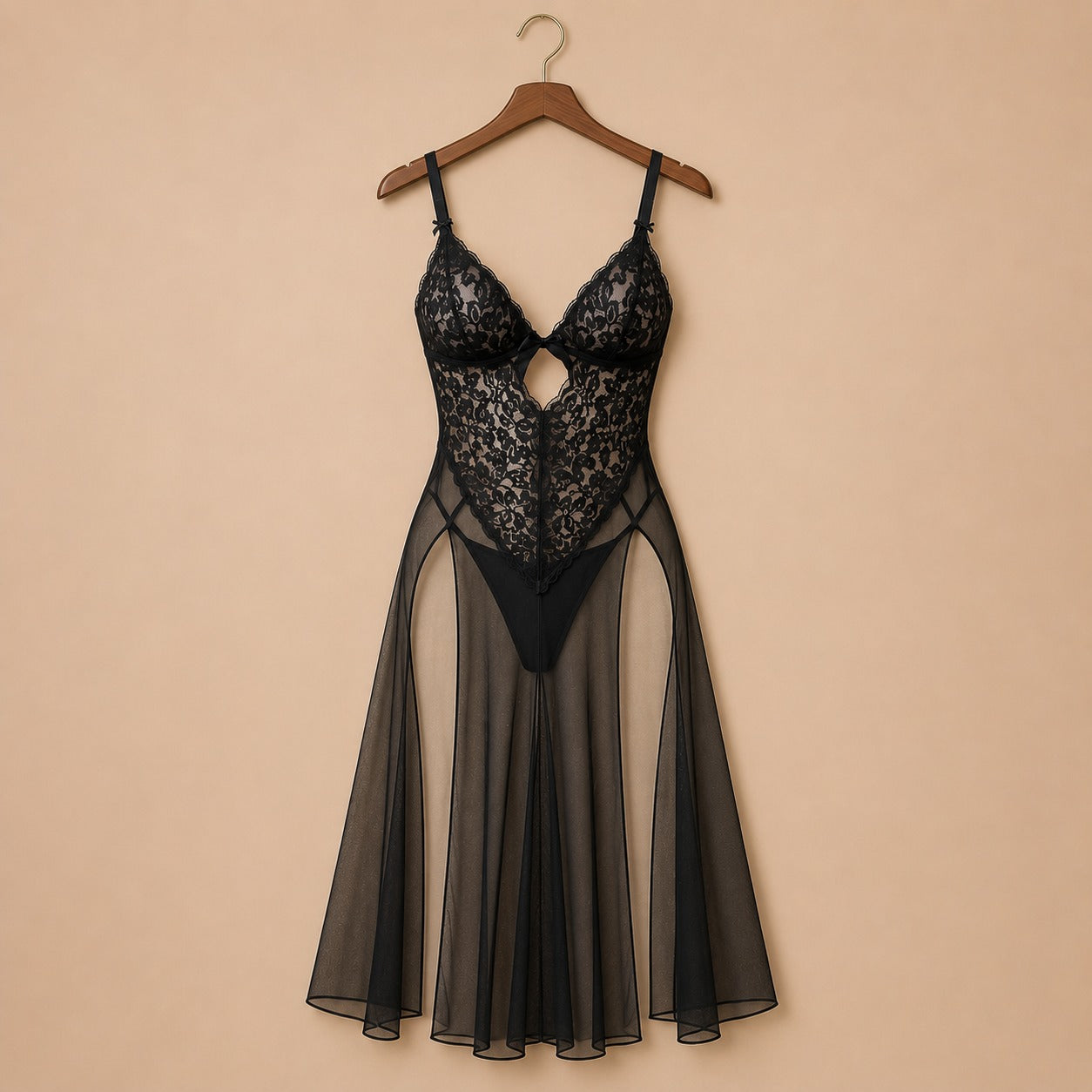 Black Lace Sheer Lingerie Gown